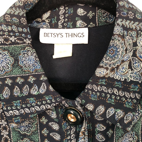 VINTAGE Betsy’s Things Shades of Green Button Down Top Blouse - Picture 2 of 4